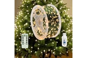 JINGTOPS Guirlande LED Lumineuse pour Sapin de Noël, Éclairage Extérieur à Pile, Décoration avec 100/200/300/400 LED pour Fête, Jardin, Cour, Terrasse, Mariage (Blanc Chaud, 40m)