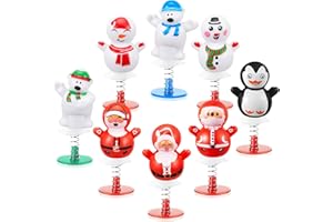 Suilung 8 Pcs Christmas Jump up Toys Christmas Party Favors Novelty Toys Popping Toy Santa Snowman Jumping Toys Launchers for Party Bag Fillers, Stocking Fillers, Classroom Prizes Gifts (Novel)