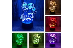 BIRBANN Lampada Minec, Lampada Per Bambini, Lampada Minec Gadget, Lampada Smart Comodino Intelligente A 7 Colori, Gadget Minec Compleanno Bambini, Regalo Di Natale