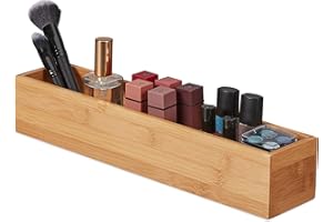 ‎RELAXDAYS Relaxdays Bambusowe pudełko, do przechowywania, łazienka, kuchnia i biurko, podłużne i wąskie, pudełko porządkowe, wys. x szer. x gł.: 7 x 38 x 8 cm, naturalne