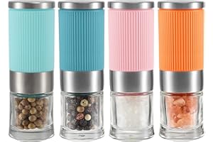 VEVOUK Juego de 4 Mini Molinillos de Colores, Sal, Pimienta, Especias, Portátil de Viaje, Bonito, Ajustables, Regalo Empresarial