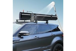 BSTECIAR Ducha Portátill Camping, 30L Depósito de Agua Presurizada, Ducha Solar Exterior, con Manguera Ducha y Alcachofa, Montaje En Portaequipajes para Crossovers, Camiones, SUV, Furgonetas Camper, Etc.