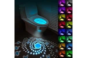 HOTUT Motion Sensor Toilet Night Light, 16 Colors Body Motion Sensor Toilet Bowl Seat Lamp, USB Chargeable, Adjustable Motion Activated Toilet Night Light for Any Toilet