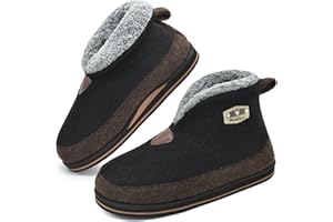 KuaiLu Zapatillas Casa Bota Hombre Invierno Fieltro Cerradas Babuchas Caballero Caliente Peluche Lana Piel Pantuflas Botines Comoda Ortopedicas Memory Foam Slippers Antideslizante Goma Suela