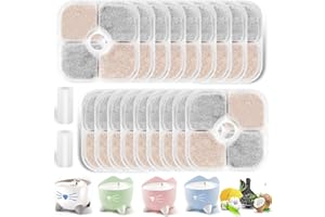 benlidoner 18 Stück Katzenbrunnen Filter Pixi Ersatzfilter für Catit Pixi Trinkbrunnen mit 2 Schläuche Harz aktivierte Kohlenstoff Dreifaches Filtersystem