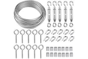 TooTaci 30M Garden Wire for Climbing Plants, 2mm PVC Coated Stainless Steel Cable with M5 Turnbuckles, Fence Wire, Vine Eyes for Climbing Plants, Perfect for Trellis, Outdoor String Light Hanging