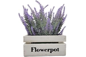 Aisamco Fiori di Lavanda Artificiale in Scatola di Legno Rami di Lavanda Finti Piante Piante in Vaso Pianta di Fiori Artificiali per Decorazioni Floreali per Feste di Nozze