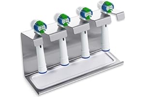 WIETRE Porte-Brosse à Dents en Acier Inoxydable avec collecteur | Compatible avec Oral-B, IO, Philips Sonicare, Waterpik, Fairywill | Porte-Brosse à Dents (4 pièces)