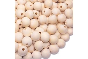 PUBIAO 100pcs Wooden Beads 20mm Natural Round Wood Bead Unfinished Craft Loose Beads for DIY Jewellery Making Macrame Wall Hanging Craft and DIY Painting Home Decorations (4-5mm Hole)