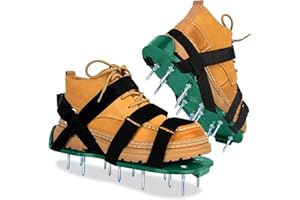 Seruno X Rasenlüfter-Schuhe – Nagelschuhe Rasenlüfter für effektives Rasen Belüften, Aerifizierer für Rasen mit Edelstahlschaufel, Nagelschuhe Rasen & Rasenlüfter Schuhe, Komplett vormontiert (Grün)