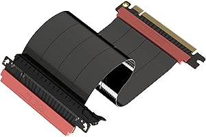 LINKUP - AVA5 Cavo Riser PCIE 5.0 | Pronto per RTX5090 RX9070 GPU | Velocità x16 128GB/s | Compatibile con PCIE 4.0 | Progettato per ITX | Dritto Singolo Inverso, Nero 23cm