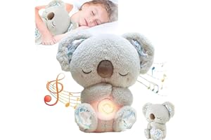 AOUZOVLI Schlummer Nutria con latido del corazón nutria peluche con latido del corazón juguete musical de peluche con sonidos calmantes baby shower y recién nacidos regalos gris