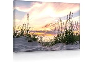 lightbox multicolor | Leuchtbild | Gras am Strand bei Sonnenuntergang | 80x60 cm | Fully Lighted