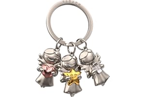 FABACH Porte-clés Ange Gardien 3 Étoiles - Porte-bonheur En Métal Argenté - Cadeau Moderne Pour Voiture