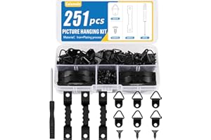 Caianwin 251 Stück Bilderhaken Set mit Schraubendreher, Zackenaufhänger für Bildaufhänger und Wandbefestigung in Haus, Büro (Schwarz)