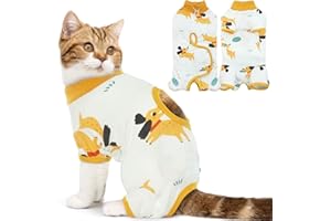 DENTRUN Tuta professionale per il recupero della chirurgia del gatto, alternativa al collare elettronico, per ferite addominali, anti leccare, per animali di piccola taglia, morbida tutina medica per
