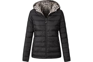 Vibes Ladies Jackets Women Reversible Winter Down jacket Lightweight Packable Jackets for Women Zipper Hooded Jacket with Pockets Women Windproof Waterproof Jacket Coat Ladies UK Size S M L XL