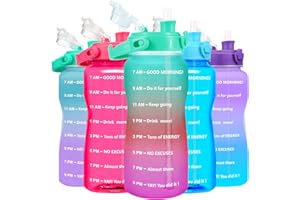 BuildLife 2 Litre Motivational Water Bottle - With Time Marker Wide Mouth Leak Proof Reusable BPA Free Water Jug for Fitness Gym Camping Outdoor Sports