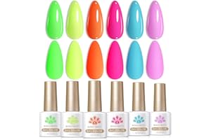 BORN PRETTY Smalto Semipermanente Kit Neon, Fluorescente verde arancio viola flaconi in tinta unita per smalto UV Set da 10 ml Soak Off Nail Art Gel Polish