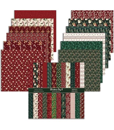 Papier à Motifs De Noël PLIGREAT - 48 Feuilles Double Face 15x15 Cm, Motifs écossais Et Forêt Pour Scrapbooking Et Cartes - 11