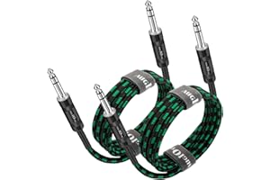 Augioth 1/4 TRS cable 2 meter 2Pack, Balance 6.35mm TRS Plug, Stereo Quarter inch TRS Male Cable for Power Speaker, Mixer, Amplifier
