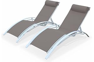 Alice's Garden sweeek - Tumbona de Aluminio textileno, Set de 2, Louisa x2, Blanco, 167x64x82 cm