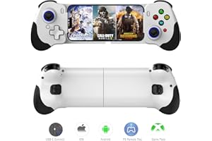 MEGADREAM USB C Mobile Gaming Controller for iPhone 15/iPhone 16 Series & Android, PS Remote Player Gamepad for PS5/PS4/Xbox/PC,Cloud Gaming Joystick,Hall Joysticks/Hall Trigger, COD,PUBG,Genshin Impact (White)