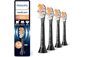 Philips Sonicare A3 Premium All-in-One, oryginalne wymienne główki szczoteczki, kolor czarny, 4 sztuki w opakowaniu, HX9094/88, Nowy