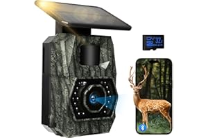 MAXDONE Fototrappola Notturna Fototrappola con Pannello Solare, Wifi Bluetooth Fototrappole con Batteria Ricaricabile da 5200mAh, 48MP Foto Trappola per Animali & Videosorveglianza IP66 Impermeabile, 0.1s