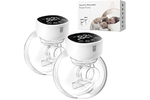 KISSBOBO Tire Lait Électrique Main Libre,Double Tire Lait Électrique Portable mains libres 9 niveaux 3 modes avec écran LED, Ultra silencieux,Ultra léger,Bride 19MM & 21 MM(Blanc 2pcs)