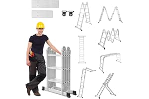 LZQ Escalera multiusos 4 x 3, 340 cm, 6 en 1, de aluminio, multiusos, plegable, para el hogar, para el trabajo