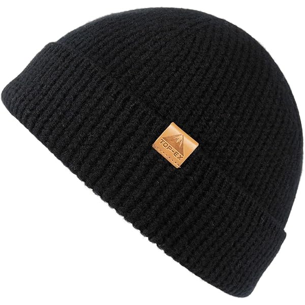 TOP-EX 100% Merino muts, gebreide muts, klassieke wollen muts, warme wintermuts, beanie voor dames en heren, zacht en elastisch, ademend en uniseks, blauw, L-XL