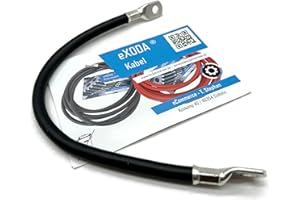 eXODA câble de batterie flexible 35 mm² 30cm avec cosses M8 noir pour voiture bateau moto haute qualité 99 pour cent cuivre résistant à la chaleur jusqu'à 70° énergique fiable