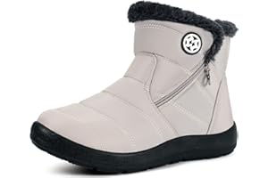 Hsyooes Botas Mujer Invierno Botines de Nieve Calentitas Zapatos Forradas Impermeable Botas de Nieve Cómodas Antideslizante Ligero