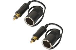 Carviya 2 adattatori europei maschio DIN per accendisigari, 12 V, 24 V, 15 A, confezione da 2