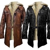 Bane Dark Knight Rises Tom Hardy Shearling Winter Brown Trench Leather Coat
