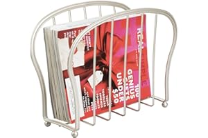 mDesign porte-revues à poser au sol – présentoir en acier élégant pour la salle de bain ou le bureau – range-revue pour livres, tablettes, journaux & Cie