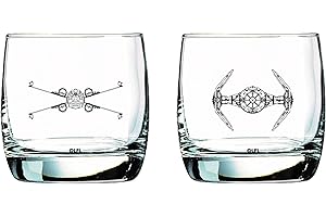 Star Wars Glass Set - X-Wing & TIE Fighter - Collectible Gift Set of 2 Glasses - 10 oz Capacity - Classic Design - Heavy Base