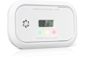 Putogesafe Czujnik tlenku węgla, bateria 10 lat, czujnik CO z wyświetlaczem LCD i pamięcią szczytową do domu/kampera/statku, certyfikat EN50291, Klima Pledge Friendly, 1 sztuka