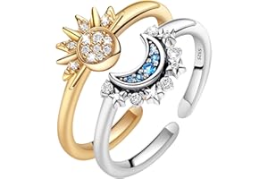TONSUNUL Sonne Mond Ringe Set, Verstellbare Gold Silber Freundschaftsringe Ringe Frauen Dupes Sonne Gold Ringe und Mond Silber Ringe Offene Promise Matching Ringe für Geschenke für Frauen valentinstag