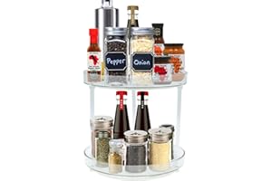 VEGCOO 2 Stück Küchen Drehteller Organizer, Drehplatte Kühlschrank Organizer, 23cm Lazy Susan Organizer, 360°Drehbarer Gewürzhalter Drehteller für Gewürze, Backzutaten, Küche und Fridge Organizer
