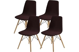 SHENGYIJING Esszimmerstühle Abdeckungen 2/4/6 Stück,Stil Shell Esszimmerstuhl Mid Century Modern Stuhl Sipcover,Gepolsterte Dining Accent Side Stuhlhussen (Braun1,4 Pieces)