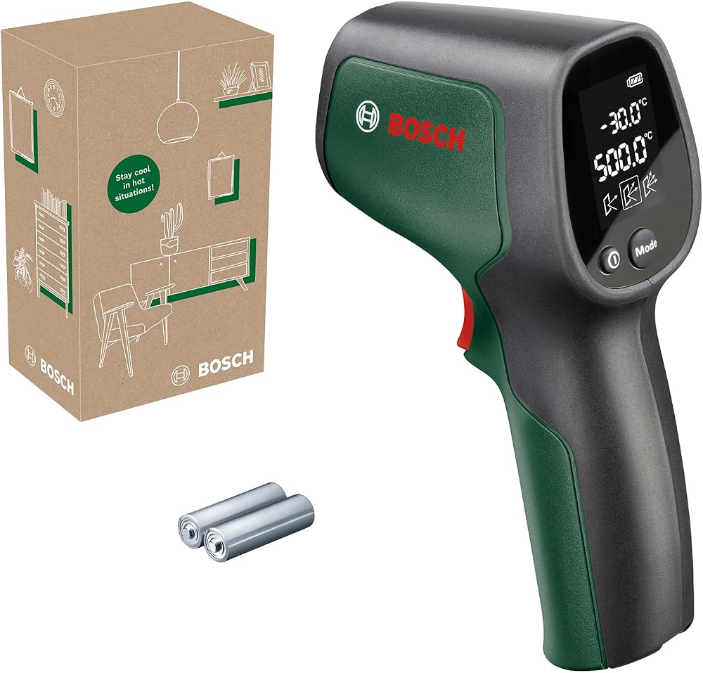 Bosch Home & Garden UniversalTemp Sıcaklık Ölçer (-30°C ile +500°C arası ölçüm aralığı, Hassas Sonuçlar için 3 Farklı Ölçüm Modu, Geri Dönüştürülmüş Karton Kutu)