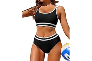 AI'MAGE Bikini Damen Set Bauchweg Badeanzug High Waist Gerippte Bikini Push Up Bademode Sportlich S-XXL