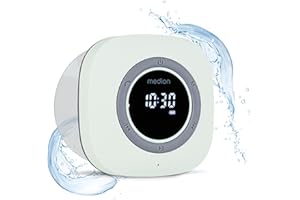 MEDION S66884 Radio de Douche avec Bluetooth (Radio de Salle de Bain, Radio FM, Ventouse, écran LED, IPX6 étanche, Batterie intégrée, MD43884) Vert