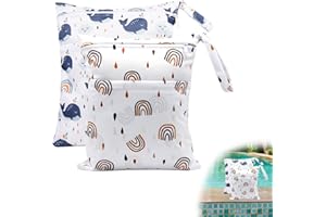 MetalNuts Wetbag de Bébé - 2 Pièces Sac à Couches Reutilisable, Imperméable avec Fermeture Eclair pour Le Kindergarten, Les Voyages et l'Activite de Plein Air