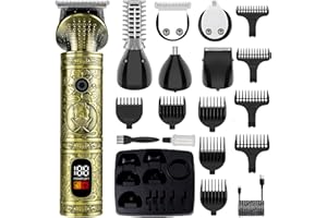 ZQIN Haarschneidemaschine Profi Bartschneider Herren Männer Haarschneider Elektrisch Barttrimmer Kabellos Langhaarschneider Haarschneideset für Haar/Bart - mit Intelligente LED - Anzeige 6in 1