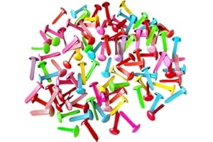 FuzlPnag Pack of 50 Pattern Bag Clips, Mini Round Brads, Pattern Clips, Metal Colourful Brads, Lightweight and Reusable, for School, Office, Scrapbooking, Letter Clips, Crafts, DIY (Colour)