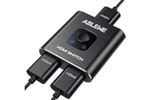 Switch HDMI 4k 60Hz, Ablewe Aluminum Commutateur HDMI, Multiprise Hdmi pour TV, Splitter Hdmi 1 entrée 2 Sorties, Support 3D/1080P/4K/PS4/PS5 Blu-Ray/Lecteur PC/DVD/Xbox (4K Switch HDMI)