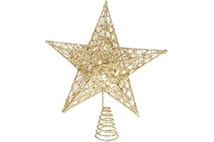 SUPERGIFT.COM Christmas Tree Topper Star, Glitter Xmas Trees Top Decoration, Ornament Indoor Party Home Decoration Fit for Ordinary Size Christmas Tree (Gold)
